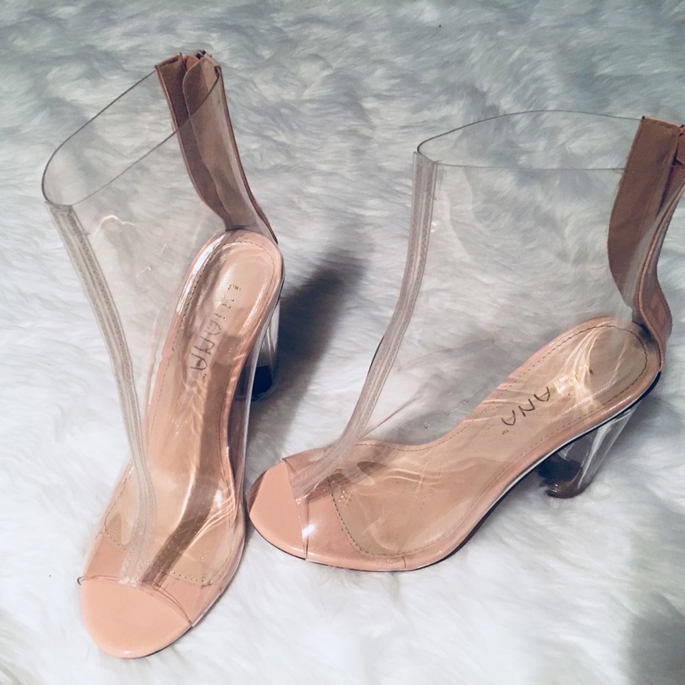 Clear See Through Plastic Ankle Boot Heels
